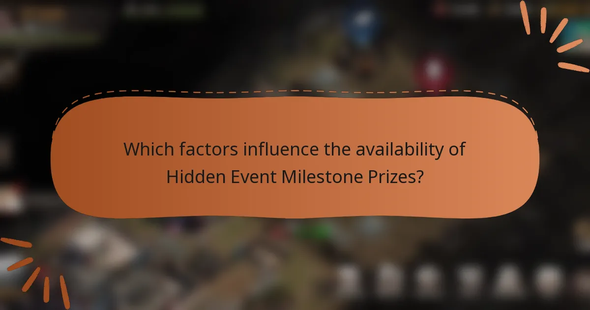 Which factors influence the availability of Hidden Event Milestone Prizes?